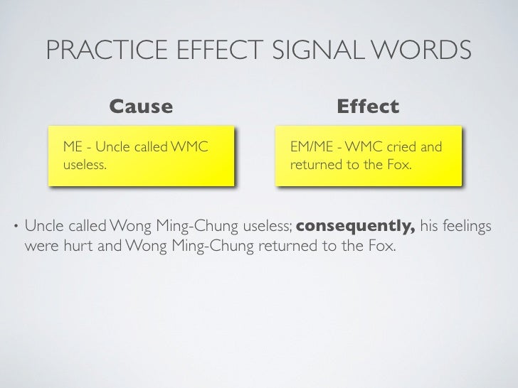 Cause/Effect Signal Words
