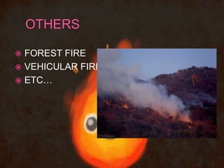  FOREST FIRE
 VEHICULAR FIRE
 ETC…
 