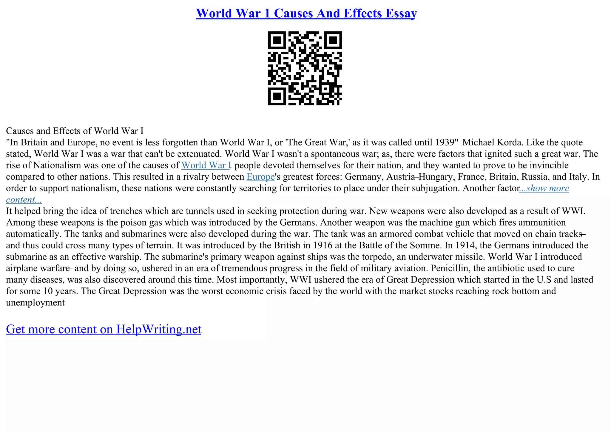 Cause Of World War 1 Essay | PDF