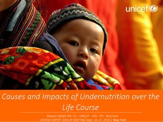 Causes and Impacts of Undernutrition over the
Life Course
Mawuli Sablah (Ph. D) – UNICEF – HQ – PD - Nutrition
UNDESA EXPERT GROUP MEETING Sept. 16-17, 2019 | New York
 