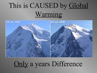 This is CAUSED by  Global Warming Only  a years Difference 