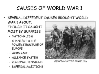 CAUSES OF WORLD WAR 1 ,[object Object],[object Object],[object Object],[object Object],[object Object],[object Object],[object Object],CANADIANS AT THE SOMME 1916 