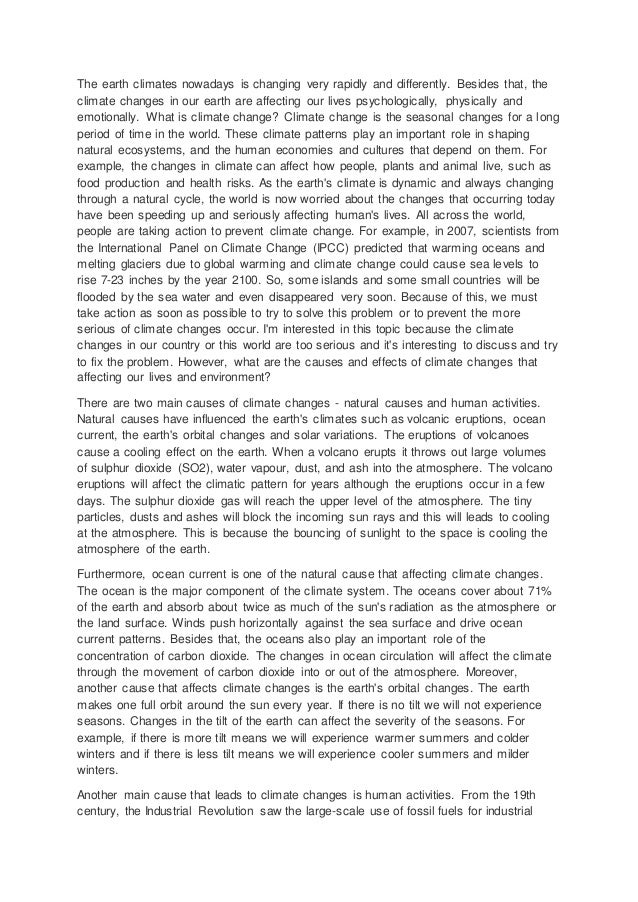 climate change cause and effect essay