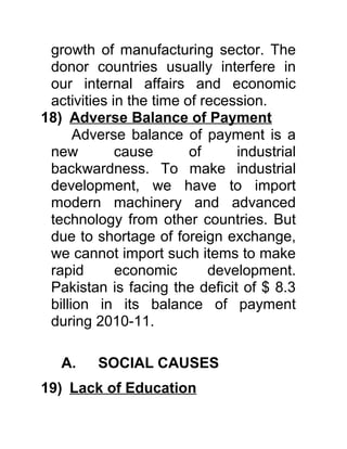 Causes and removal of industrial backwardness in pakistan | DOC