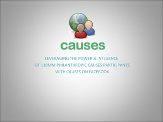 LEVERAGING THE POWER & INFLUENCE  OF 110MM PHILANTHROPIC CAUSES PARTICIPANTS WITH CAUSES ON FACEBOOK 