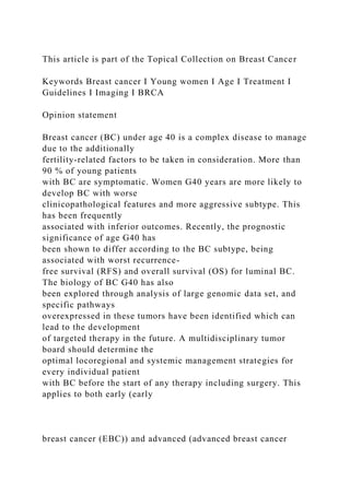 CAUSES OF BREAST CANCER IN YOUNG WOMEN UNDER 40 2BREAST C.docx