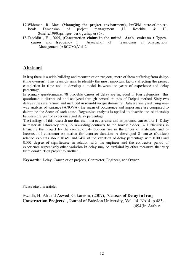 Delay in construction dissertation