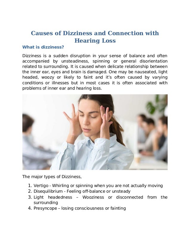 Causes of dizziness and connection between hearing loss