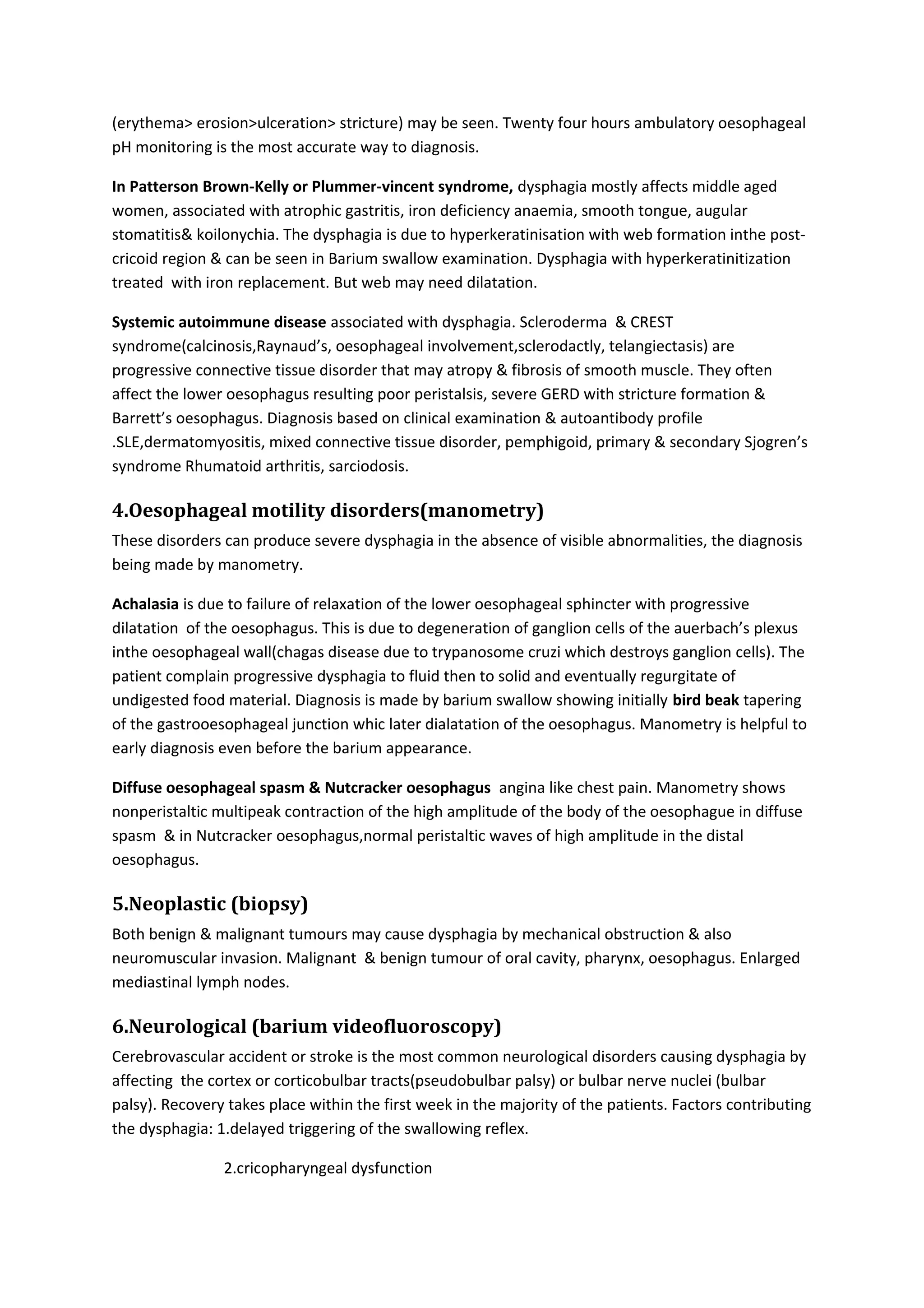 Causes of dysphagia | DOC | Ear, Nose and Throat Conditions | Diseases ...