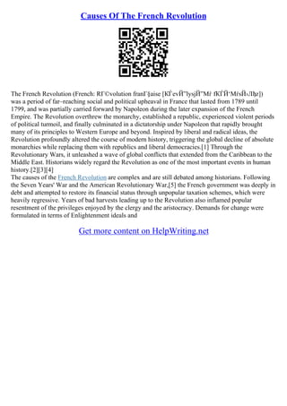 Causes Of French Revolution Essay | PDF