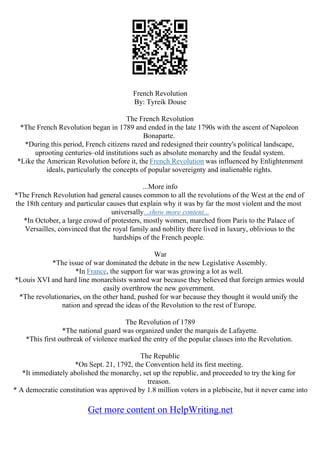 Causes Of French Revolution Essay | PDF