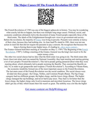 Causes Of French Revolution Essay | PDF