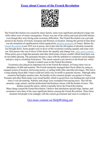 Causes Of French Revolution Essay | PDF