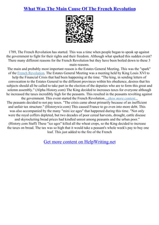 Causes Of French Revolution Essay | PDF
