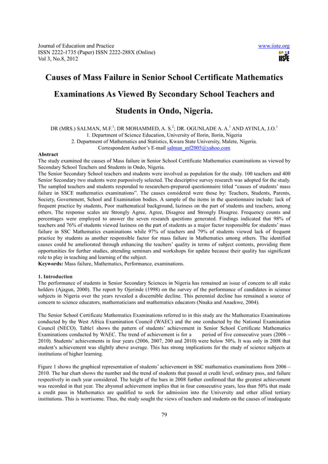 Causes of mass failure in senior school certificate mathematics ...