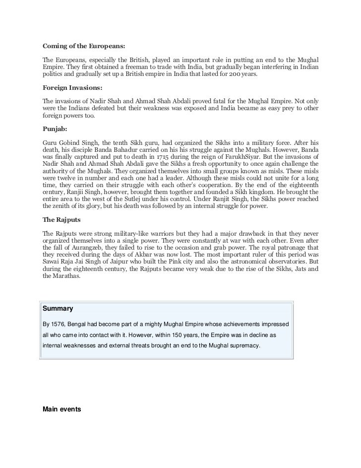 Causes of mughal decline