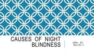 CAUSES OF NIGHT
BLINDNESS
ANNA JOY
ROLL NO. 11
 