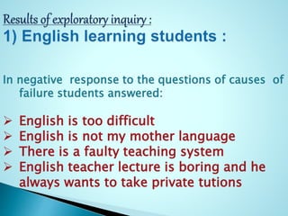 Causes of students’ failure in english at secondary level | PPT
