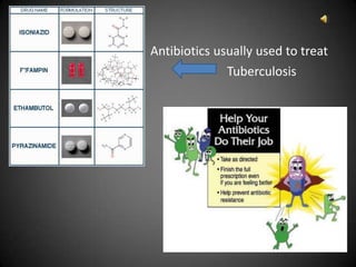 Antibiotics usually used to treat
•                 Tuberculosis
 