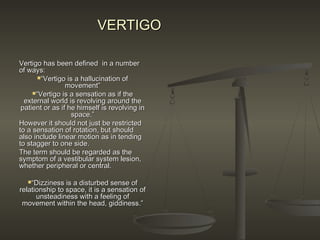 Causes of vertigo