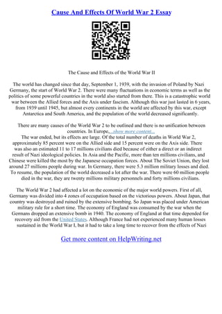 Causes Of World War 2 Essay | PDF