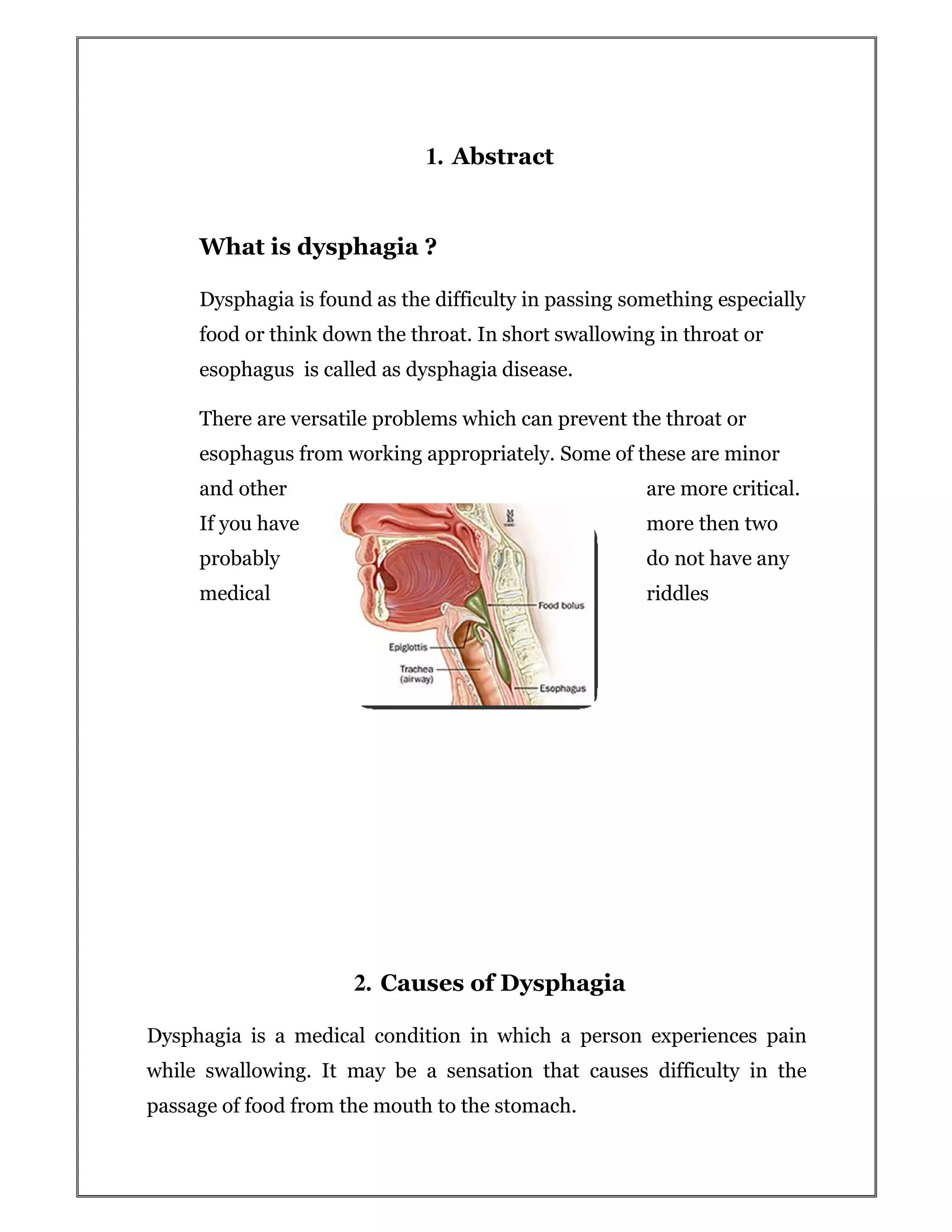 Causes & symptoms of dysphagia | PDF