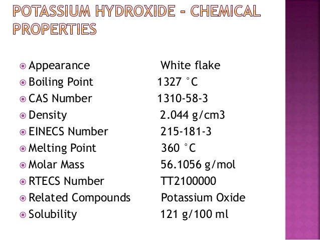 What is the molar mass of potassium hydroxide?