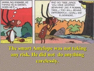 The smart Antelope was not taking any risk. He did not  do anything carelessly. 