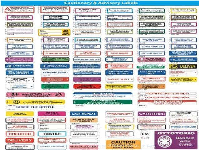 Pharmacy auxiliary labels list