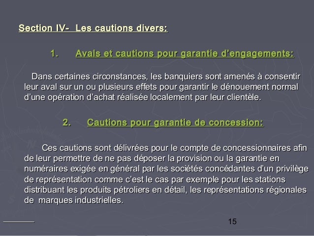 Cautions et garanties