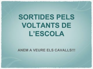 SORTIDES PELS
VOLTANTS DE
L’ESCOLA
ANEM A VEURE ELS CAVALLS!!!
 