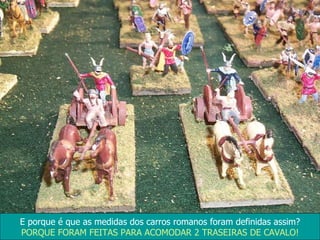 E porque é que as medidas dos carros romanos foram definidas assim? PORQUE FORAM FEITAS PARA ACOMODAR 2 TRASEIRAS DE CAVALO! 