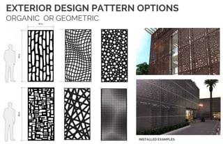 EXTERIOR DESIGN PATTERN OPTIONS
ORGANIC OR GEOMETRIC
INSTALLED EXAMPLES
 