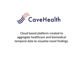 Cloud based platform created to
  aggregate healthcare and biomedical
temporal data to visualize novel findings.
 