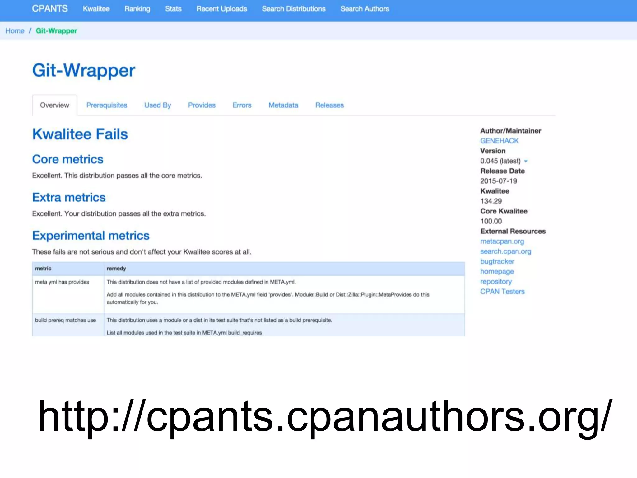 http://cpants.cpanauthors.org/
 