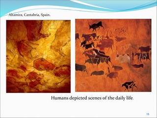 Altamira, Cantabria, Spain.
Humans depicted scenes of the daily life.
15
 