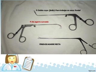 P.Doble copa (jirafa):Paratrabajaren seno frontal
P.De agarre curvada
PINZADEAGARRERECTA
 