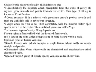 Comprehensive Overview of Cavity Filling Deposits and Hydrothermal Ore ...