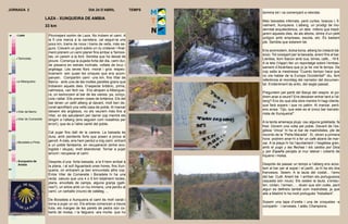 JORNADA 2                                              DIA 24 D’ABRIL               TEMPS
                                                                                            domina tot i va començant a rebrotar.
                          LAZA - XUNQUEIRA DE AMBIA
                                                                                            Més baixades infernals, però curtes, boscos i, fi-
                          33 km                                                             nalment, Xunquiera. L’alberg, un prodigi de mo-
                                                                                            dernitat arquitectònica, un dels millors que trepit-
                                                                                            jarem aquests dies, és als afores, dintre d’un petit
 0   Laza                  Plovinejant sortim de Laza. No trobem el camí. A
                                                                                            polígon amb empreses, escola, etc. És bastant
                           la fi una marca a la carretera; cal seguir-la uns
                                                                                            ple. Sembla que estarem bé.
                           pocs km, trams de nova i trams de vella, més se-
                           gura. Creuem un pont sobre un riu cridaner i final-
                                                                                            Ens acomodem, dutxa bona, alberg bo (relació bà-
                           ment prenem un camí planer fins arribar a Tamice-
 5                                                                                          sica). Tot coixejant per la baixada, anem fins al bar.
                           las, on parem a la font. Sembla que ha deixat de
     Tamicelas                                                                              Llenties, llom /bacon amb ous, birres, cafè,...19 €.
                           ploure. Comença la pujada forta del dia, camí dur,
                                                                                            A la tele (Viajar) fan un reportatge sobre l’embas-
                           de pissarra en estrats inclinats, voltats de bruc i
                                                                                            sament d’Alcántara que jo ja he vist fa temps. De
                           argelaga. Les seves flors -morat i groc respec-
                                                                                            cop salta la mestressa “Cuanto tiempo hace que
10                         tivament- són quasi les úniques que ens acom-
                                                                                            no oía hablar de la Europa Occidental!” diu, fent
                           panyen. Compartim camí -uns km, fins Vilar de
                                                                                            referència al monòleg del narrador del documen-
     a Albergueira         Barrio- amb una de les moltes parelles grans que
                                                                                            tal. Evidentment és antic, del segle passat.
                           trobarem aquets dies. D’aspecte britànic, prims,
                           calmosos, van fent via. Ens atrapen a Alberguei-
15                                                                                          Preguntem pel partit del Barça del vespre: el po-
                           ra, on esmorzem al bar de les vieires: pa, xoriço,
                                                                                            drem anar a veure? Ens deixaran entrar tard a l’al-
                           cola i tallat. Ells prenen coses de britànics. Els del
                                                                                            berg? Ens diu que ella obre mentre hi hagi clients,
                           bar tenen un petit alberg al davant, molt ben de-
                                                                                            que farà sopars i que no patim. Al marxar, però,
                           corat aprofitant una vella casa de poble. Al marxar
                                                                                            ens avisa: “Ojo, que este es el único bar barcelo-
20   Vilar de Barrio       deixem els anglesos, no els veurem més fins a
                                                                                            nista de Xunqueira!”.
                           Vilar, on els saludarem per darrer cop mentre els
     Vilar de Comareite    dirigim a l’alberg (ens seguien com nosaltres per
                                                                                            A la tarda amenaça pluja: cau alguna gotellada, fa
                           error!), que és a l’altre cantó del poble.
                                                                                            fred. Donem una volta pel poble. Davant de l’es-
25                                                                                          glésia “chica” hi ha el bar de madridistes, ple de
                           Cal pujar fins dalt de la carena. La baixada és
                                                                                            records de la “Peña Maceda”. Sí, obren a primera
                           dura, amb pendents forts que posen a prova el
                                                                                            hora: podrem anar-hi a fer un cafè abans de mar-
     Boradela a Pinta      genoll. A més, ens hem perdut a mig camí, entrant
                                                                                            xar. A la plaça hi ha l’ajuntament i l’església gran,
                           a un poble fantasma, en recuperació (entre eco-
                                                                                            amb el yugo y las flechas i els caídos por Dios
30                         logista i okupa), molt abandonat. Tornar a pujar
                                                                                            y por España penjats al mur lateral i coberts de
                           amunt i recuperar el camí.
                                                                                            líquens i molsa.
     Xunqueira de          Després d’una forta baixada, a la fi hem arribat a
     Ambia                                                                                  Després de passar un temps a l’alberg ens acos-
                           la plana, i al sol! Aguantarà unes hores, fins Xun-
                                                                                            tem al bar per al sopar i el partit. Ja hi ha els dos
35                         queira, on entrarem ja ben ennuvolats altre cop.
                                                                                            francesos. Seiem. A la taula del costat... l’amo
                           Entre Vilar de Comareite i Boradela hi ha una
                                                                                            del bar. Culé. Anem bé. I arriben els portuguesos
                           recta: calculo que uns 4 o 5 km totalment rectes,
                                                                                            (aquests són nous). Els cedeix la taula, s’entau-
                           plans, envoltats de camps, alguna granja (galli-
                                                                                            len, criden, l’armen, ... diuen que són culés, però
                           nes?), un arbre amb un niu immens, una perdiu al
40                                                                                          algun es defineix també com madridista, ja que
                           camí, un carballo (roure) de catàleg, ...
                                                                                            allà a Madrid hi ha molt portuguès “treballant”.
                           De Boradela a Xunqueira el camí és molt variat i
                                                                                            Sopem una tapa d’orella i una de croquetes -a
                           torna a pujar un xic. Els arbres comencen a treure
                                                                                            compartir- i cerveses. I adéu Champions.
45                         fulla, els marges de les parets de pedra són co-
                           berts de molsa, i la falguera -ara morta- que ho
 