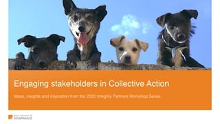 Engaging stakeholders in Collective Action
Ideas, insights and inspiration from the 2020 Integrity Partners Workshop Series
 