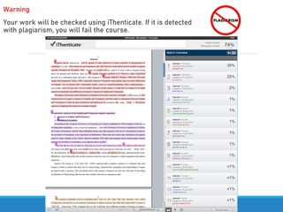 Warning
Your work will be checked using iThenticate. If it is detected
with plagiarism, you will fail the course.
 