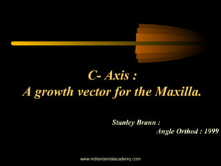 C- Axis :
A growth vector for the Maxilla.
Stanley Braun :
Angle Orthod : 1999
www.indiandentalacademy.com
 