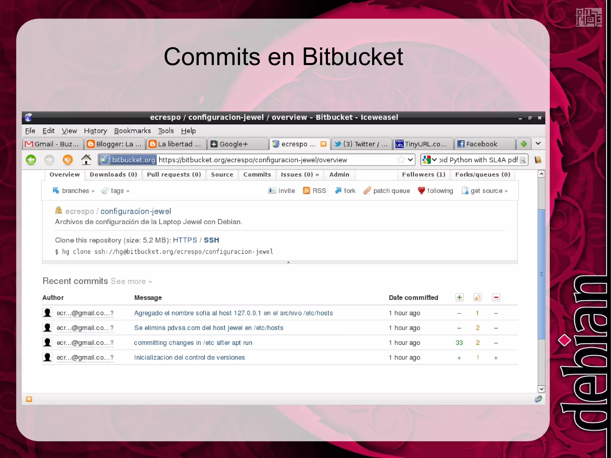 Commits en Bitbucket
 