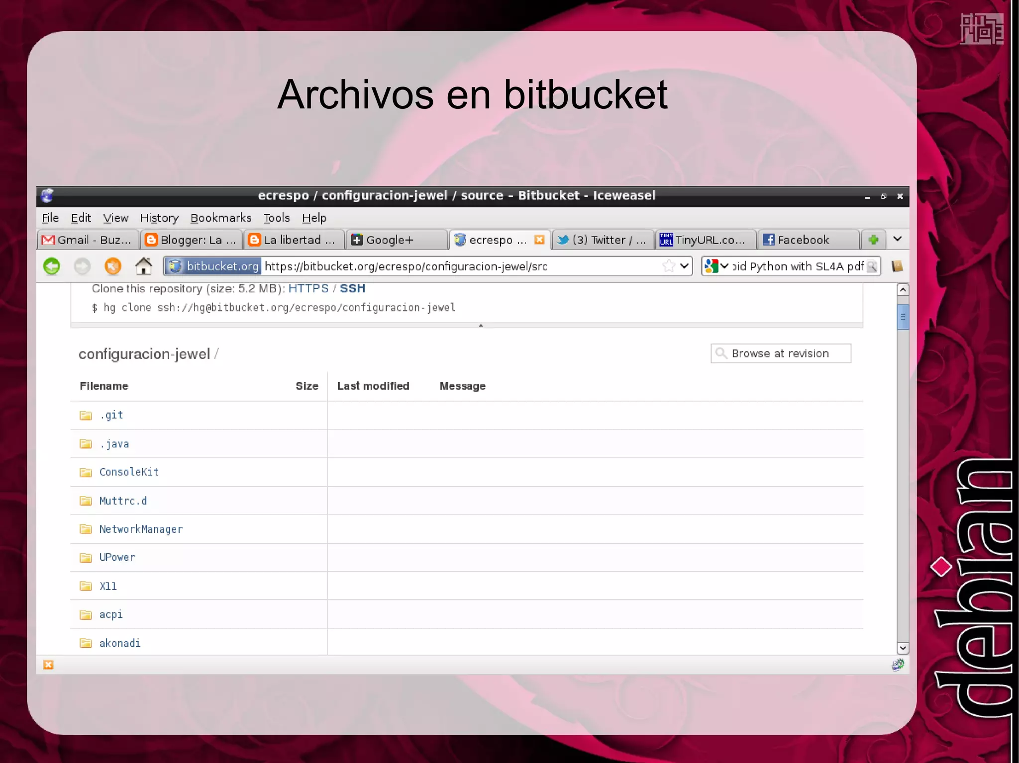 Archivos en bitbucket
 