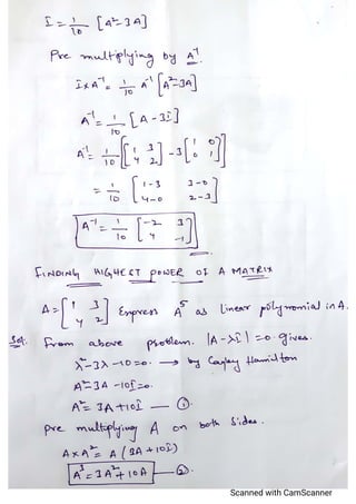 Cayley hamilton theorem
