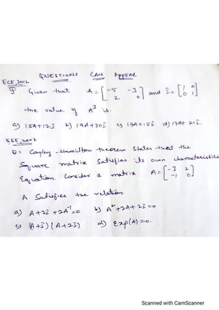 Cayley hamilton theorem