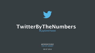 TwitterByTheNumbers
#ÇaySimitTweet
@CBURAKYILMAZ
CEO OF GENART
09 07 2014
 