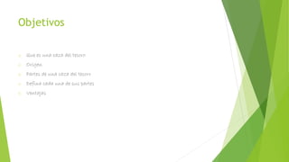 Objetivos
o Que es una caza del tesoro
o Origen
o Partes de una caza del tesoro
o Defina cada una de sus partes
o Ventajas
 