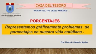 MATEMÁTICA – 6to GRADO PRIMARIA--
Representamos gráficamente problemas de
porcentajes en nuestra vida cotidiana .
Prof. Nancy A. Calderón Aguilar
PORCENTAJES
CAZA DEL TESORO
INSTITUCION EDUCATIVA N° 0094
SANTA MARÍA DE MARANGA
NIVEL PRIMARIA
 