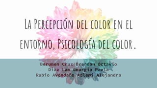 La Percepción del color en el
entorno, Psicología del color.
Berumen Cruz Brandon Octavio
Diaz Lam Georgia Paola
Rubio Avendaño Adlemi Alejandra
 